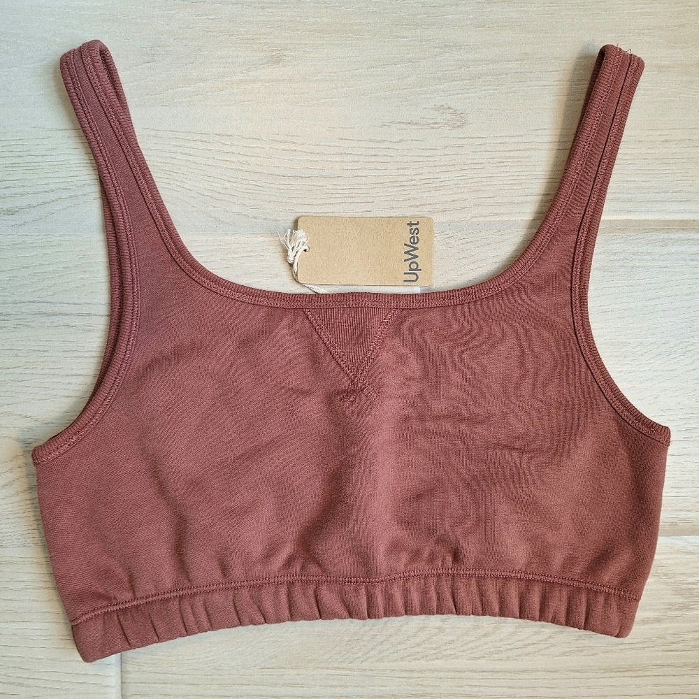 Up West Rusty Brown Super Soft Cotton Blens Pullover Cropped Top Bralette Medium